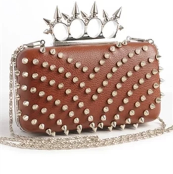 Brown Spike Clutch Bag - Picture 2 of 2
